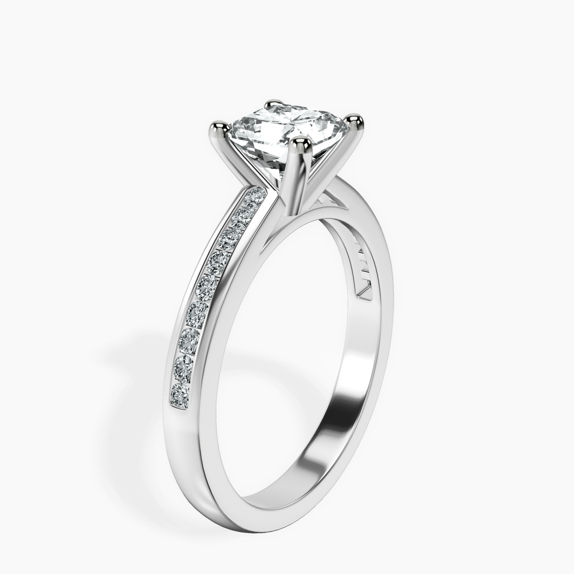 14kt White Gold Lucent Side Channel Set Lab Diamond Ring standing product image one