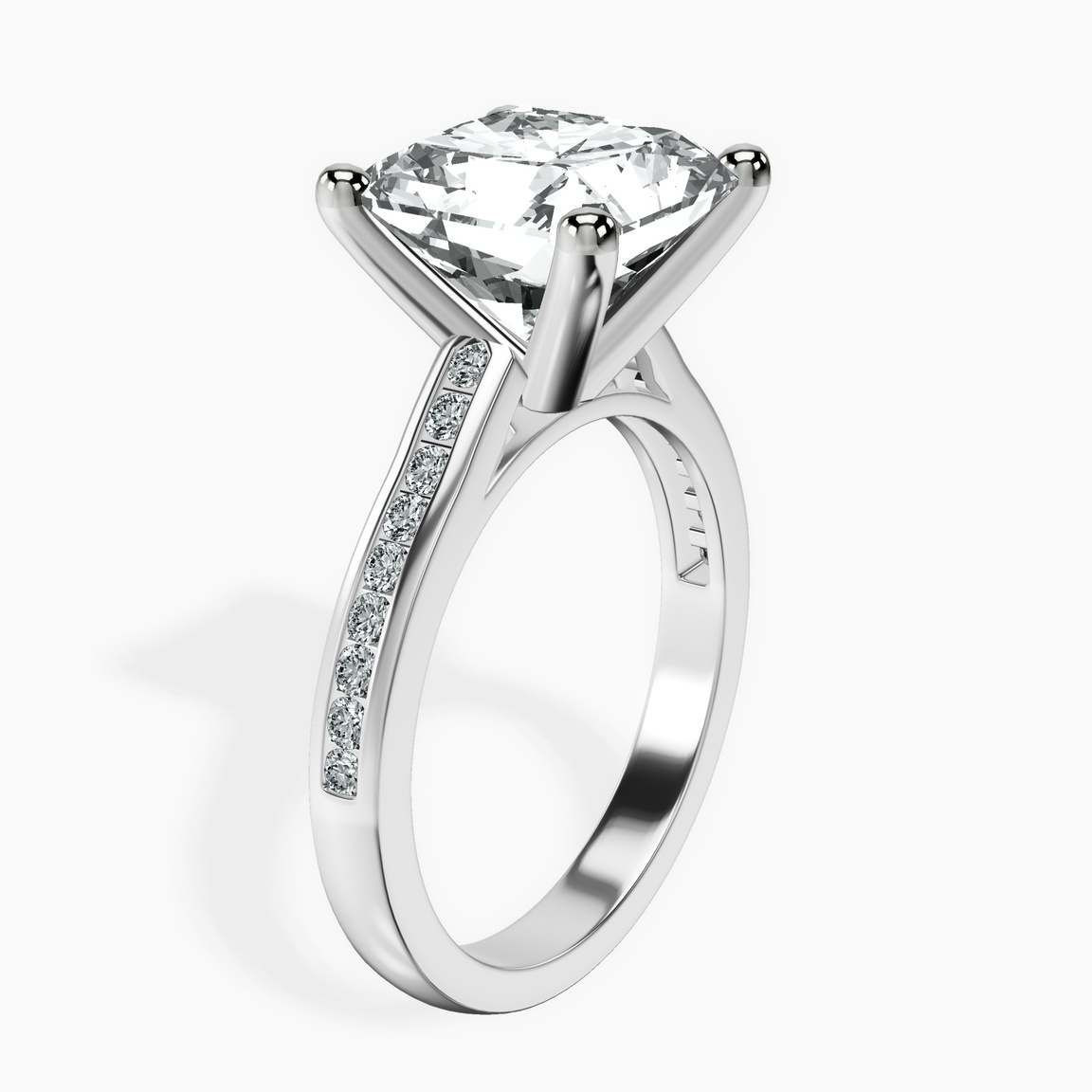 14kt White Gold Lucent Side Channel Set Lab Diamond Ring standing product image one
