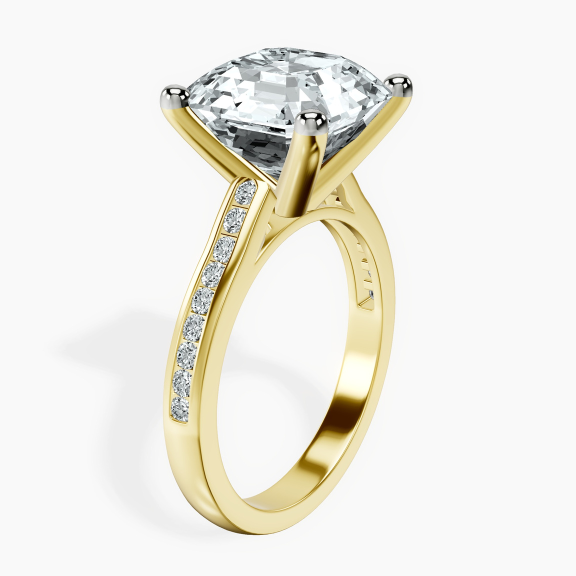10kt Yellow Gold Lucent Side Channel Set Lab Diamond Ring standing product image one