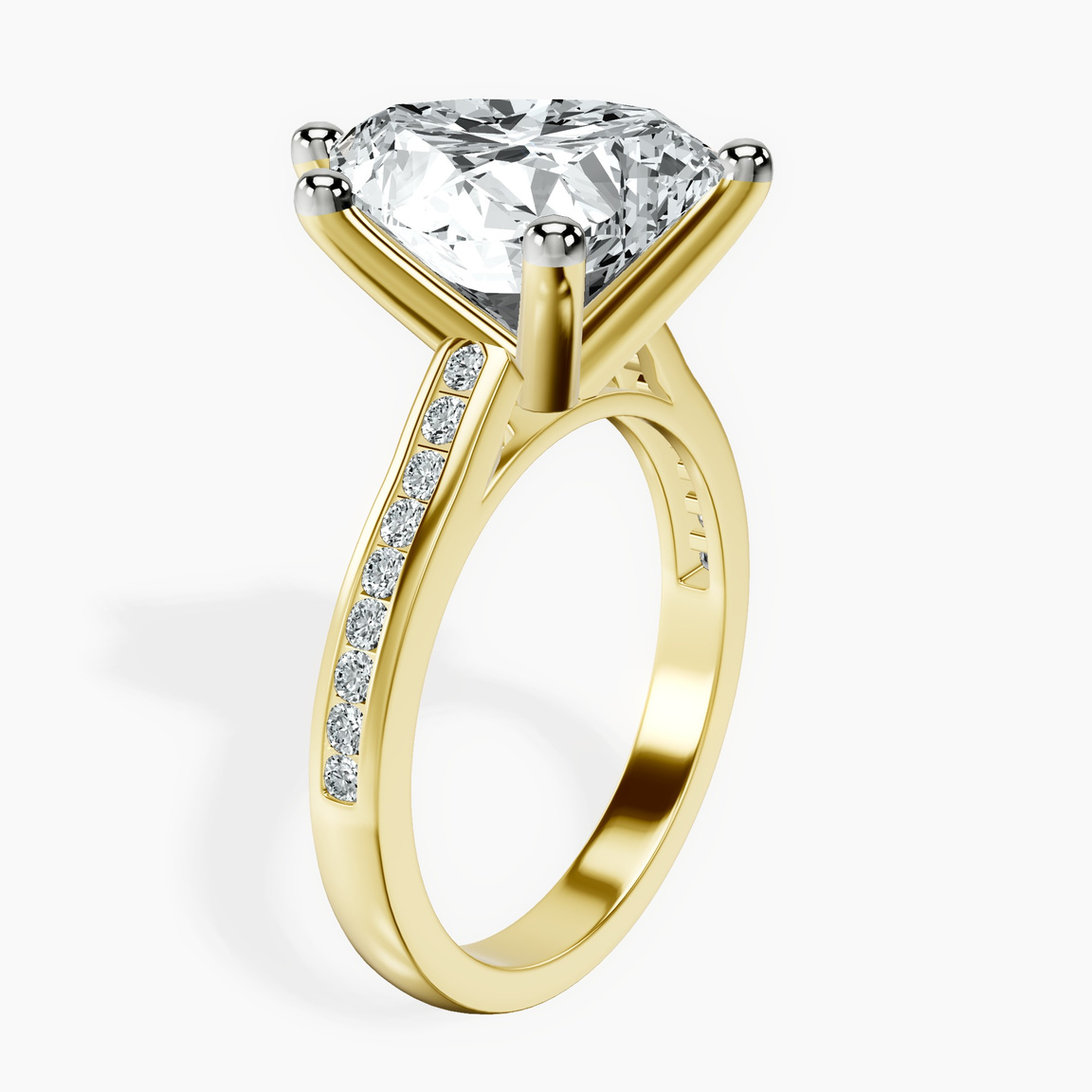 18kt Yellow Gold Lucent Side Channel Set Lab Diamond Ring standing product image one