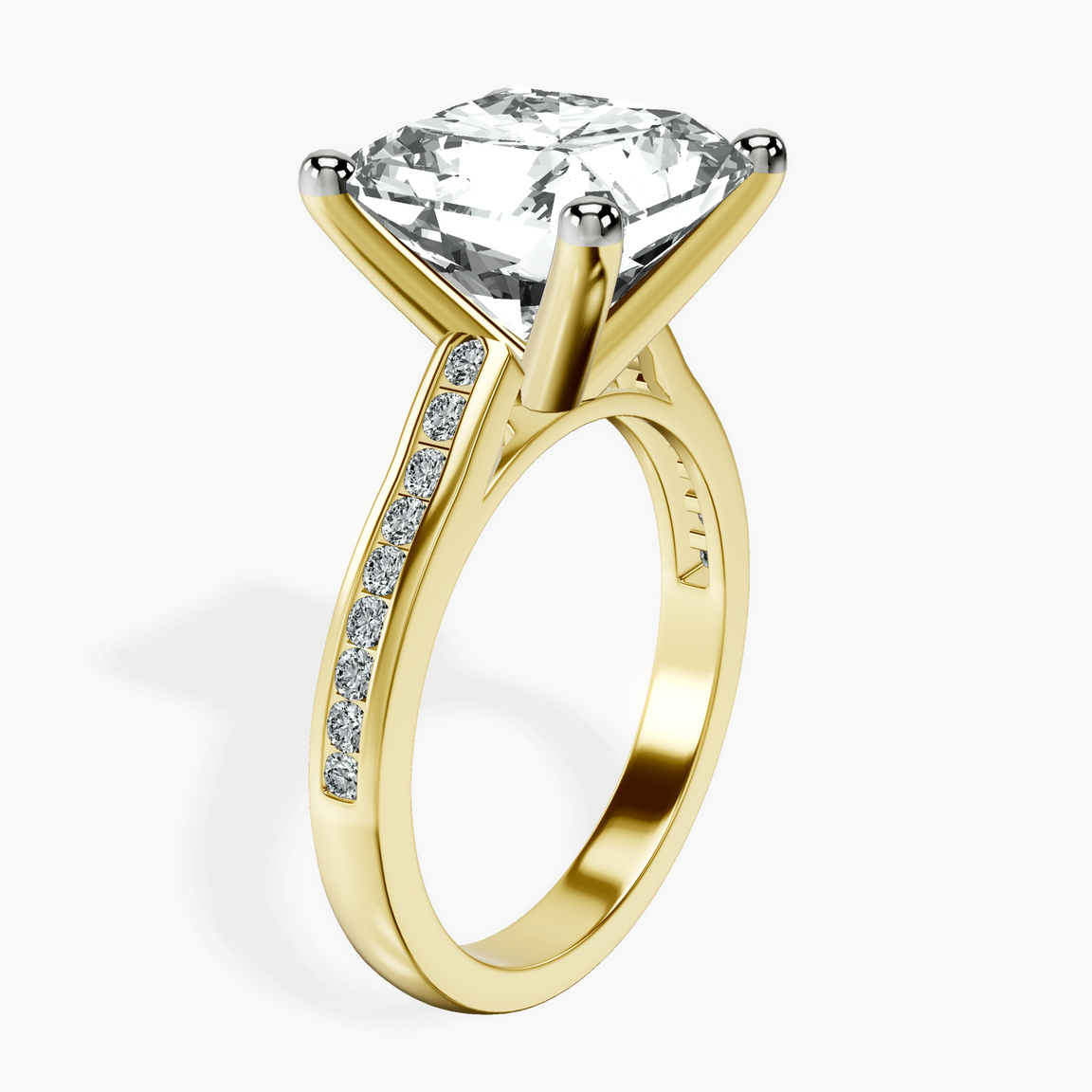 18kt Yellow Gold Lucent Side Channel Set Lab Diamond Ring standing product image one