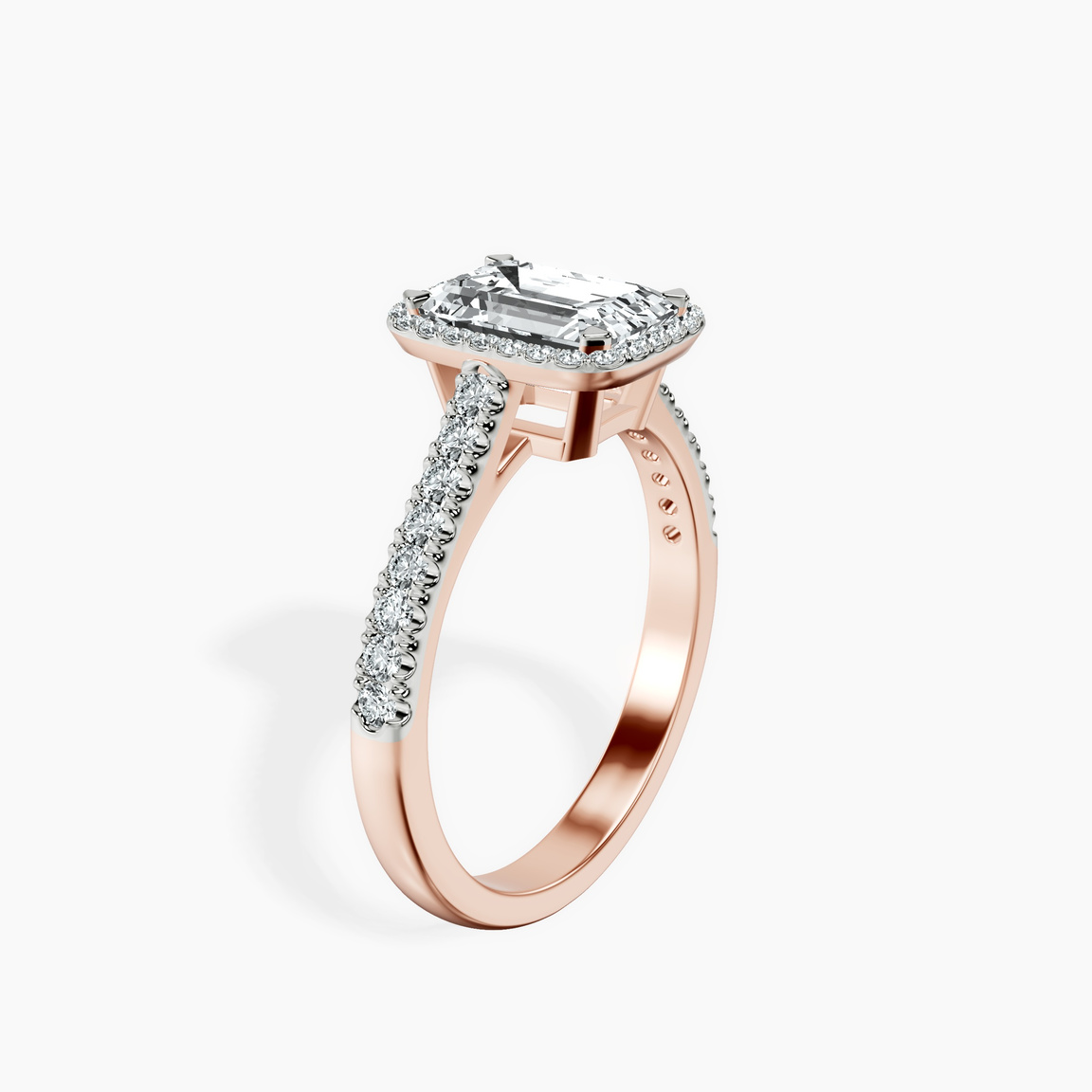 18ct Rose Gold Glowing Globe Halo Lab Diamond Ring standing product image one