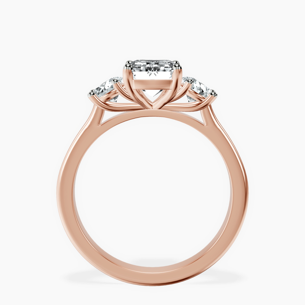 18kt Rose Gold Evelina Round Three Stone Lab Diamond Ring side right image one