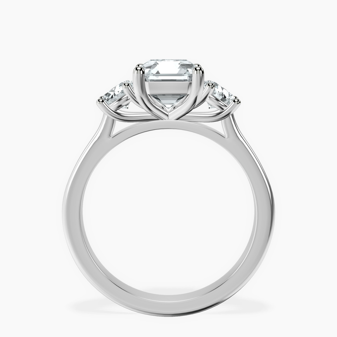 10kt White Gold Evelina Round Three Stone Lab Diamond Ring side right image one