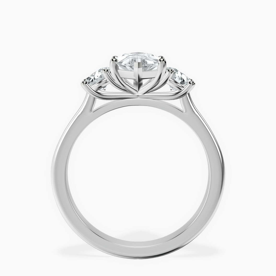 18kt White Gold Evelina Round Three Stone Lab Diamond Ring side right image one