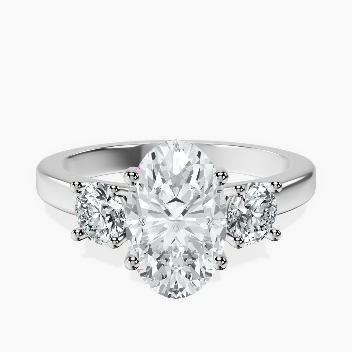 18kt White Gold Evelina Round Three Stone Lab Diamond Ring front image