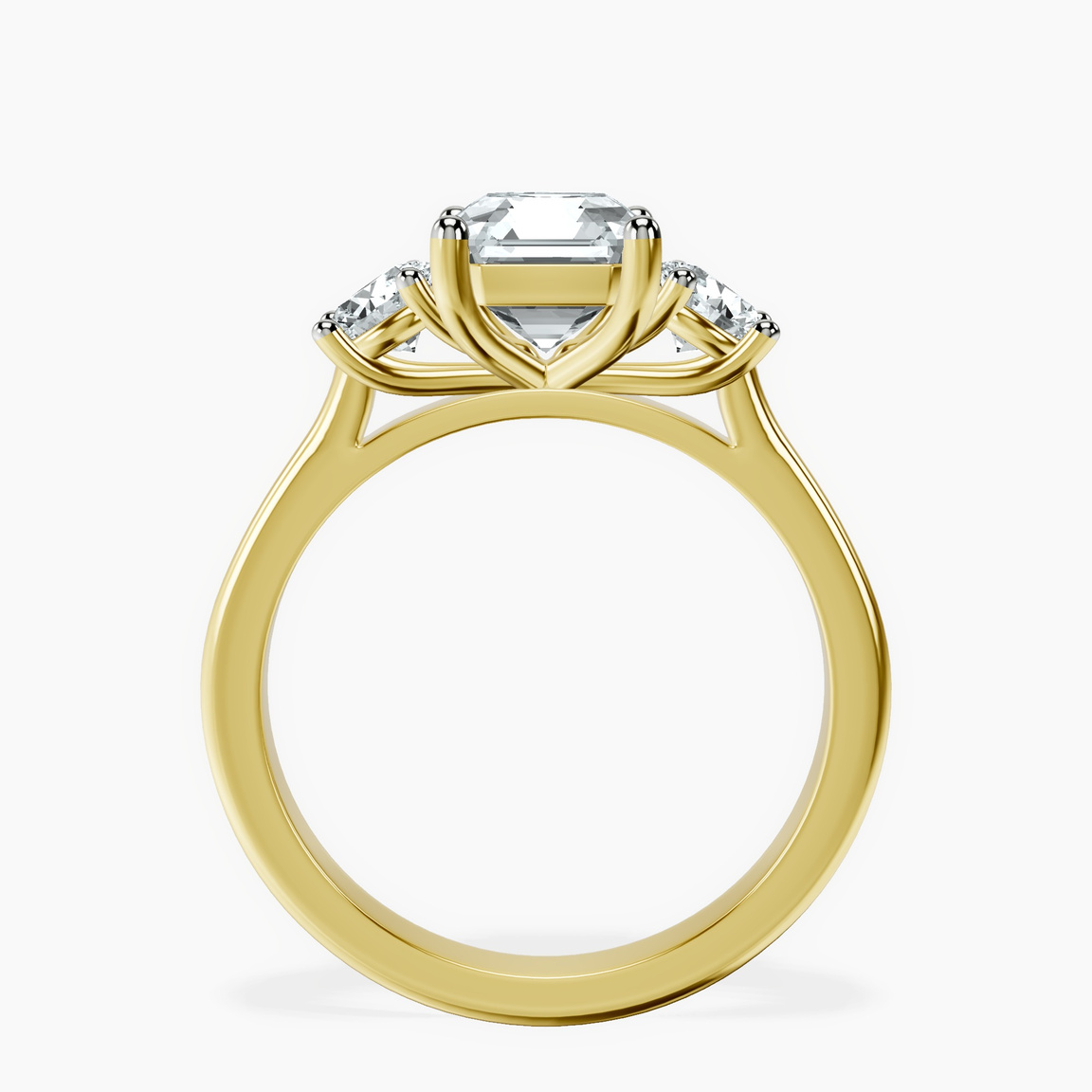 14kt Yellow Gold Evelina Round Three Stone Lab Diamond Ring side right image one