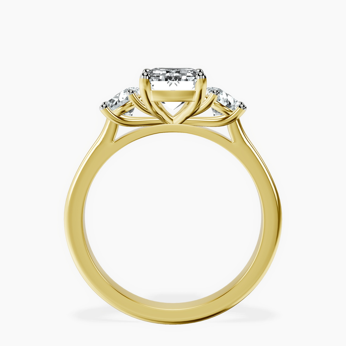 10kt Yellow Gold Evelina Round Three Stone Lab Diamond Ring side right image one