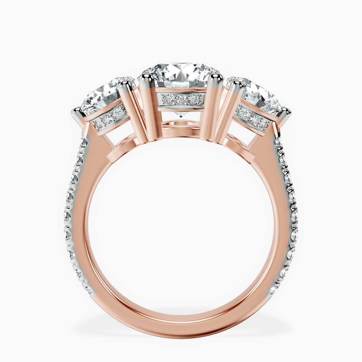 10kt Rose Gold Artemis Round Three Stone Lab Diamond Ring side right image one