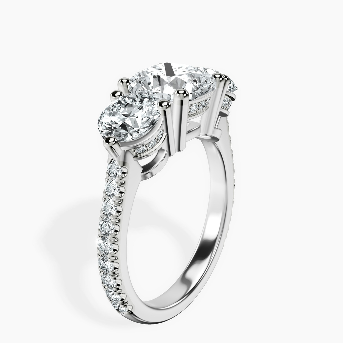 10kt White Gold Artemis Round Three Stone Lab Diamond Ring standing product image one