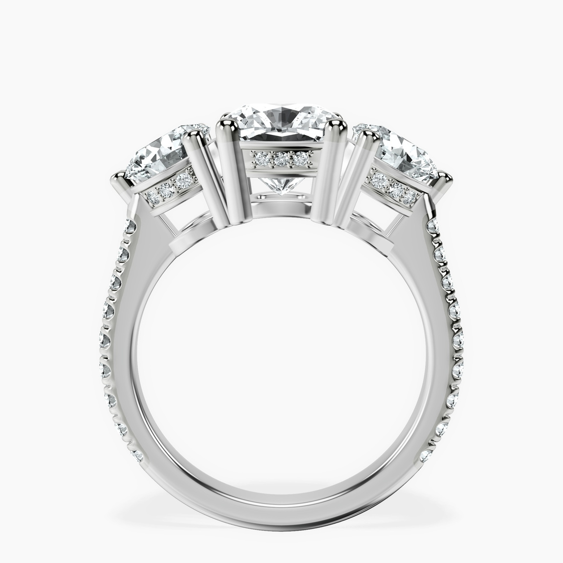 10kt White Gold Artemis Round Three Stone Lab Diamond Ring side right image one