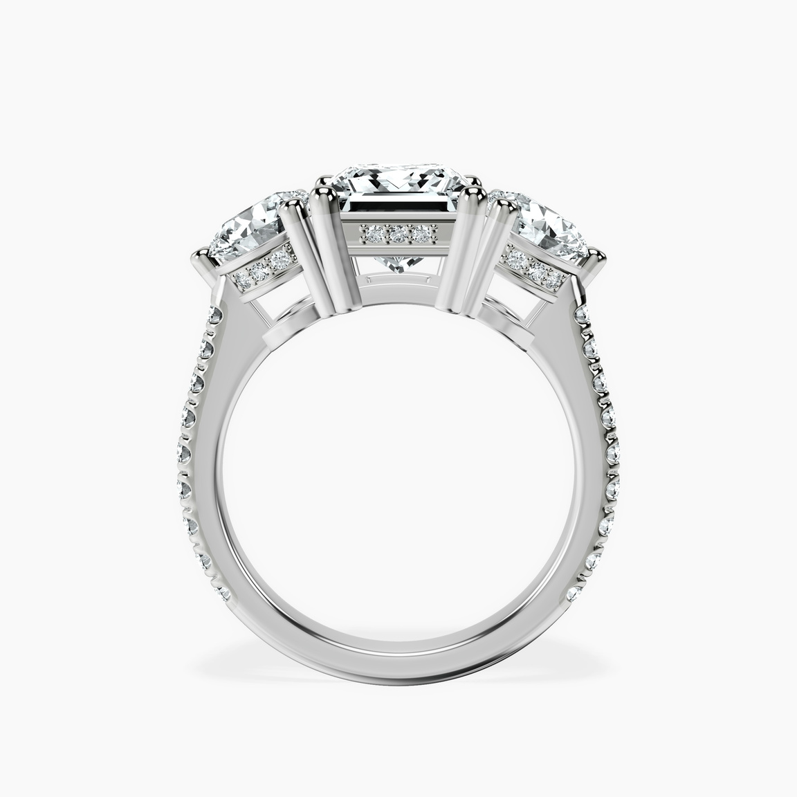14kt White Gold Artemis Round Three Stone Lab Diamond Ring side right image one