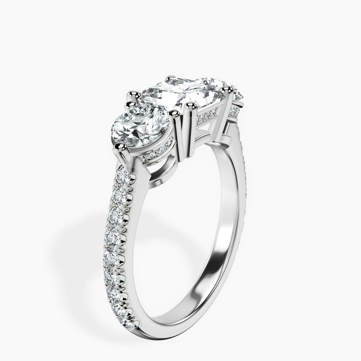18kt White Gold Artemis Round Three Stone Lab Diamond Ring standing product image one