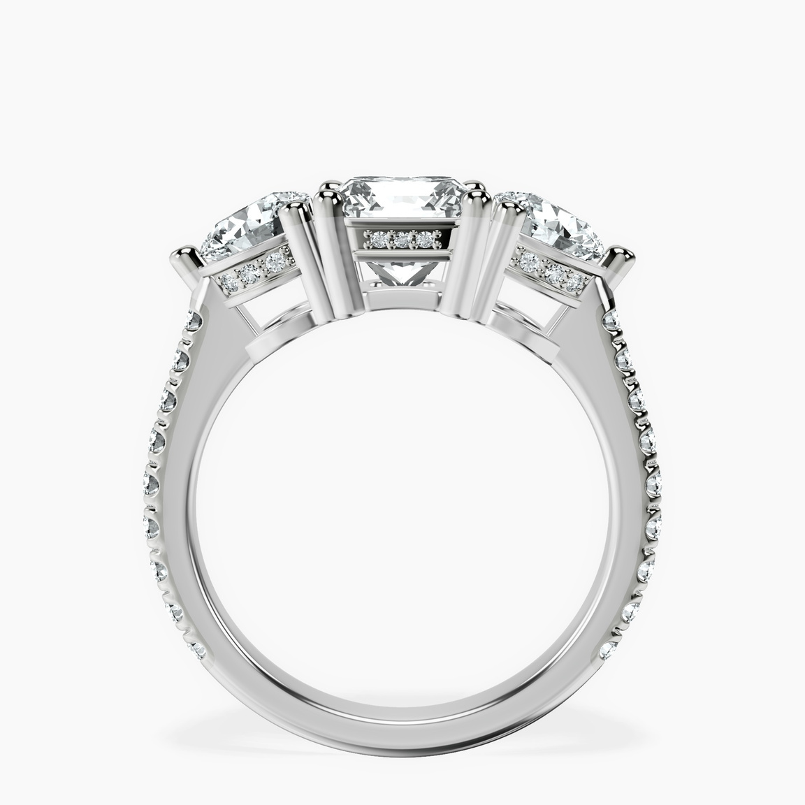 18kt White Gold Artemis Round Three Stone Lab Diamond Ring side right image one