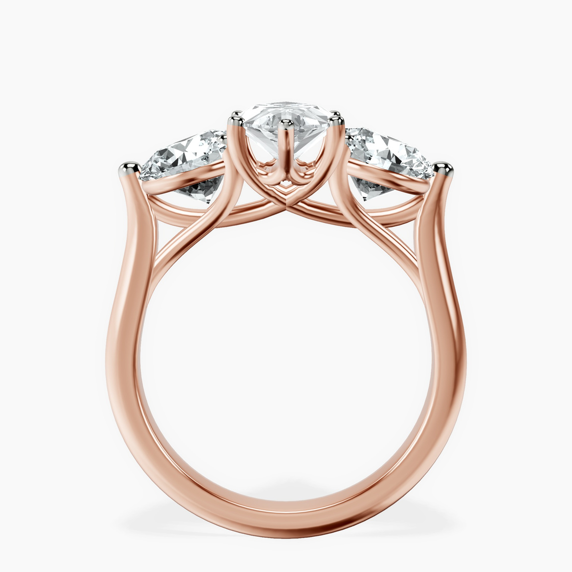 10kt Rose Gold Estella Round Three Stone Lab Diamond Ring side right image one