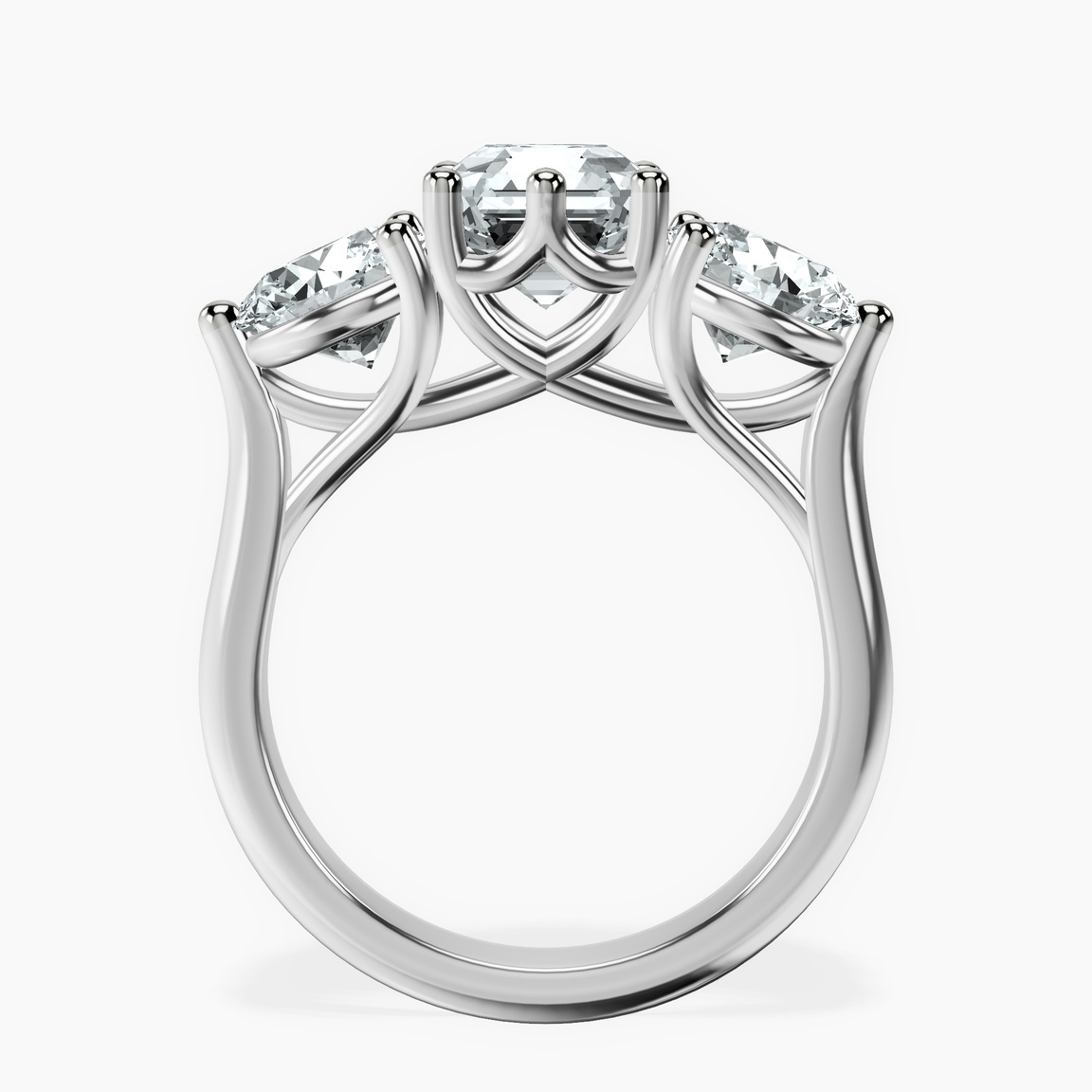 18kt White Gold Estella Round Three Stone Lab Diamond Ring side right image one
