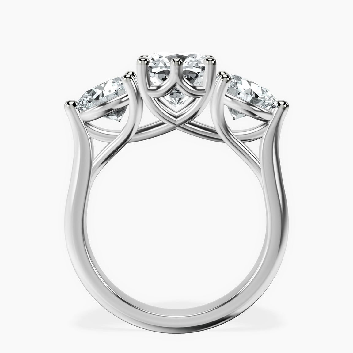 14kt White Gold Estella Round Three Stone Lab Diamond Ring side right image one