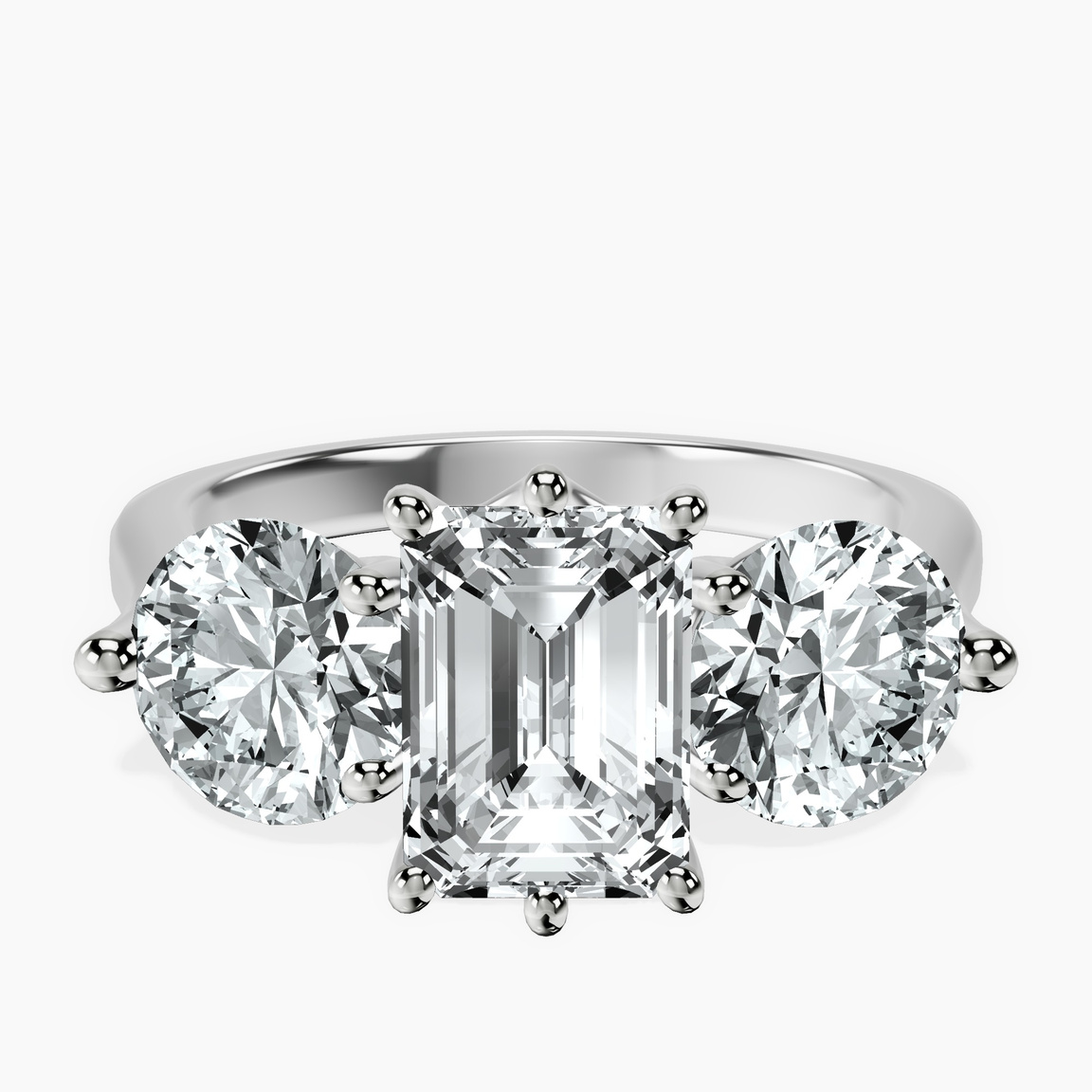 14ct White Gold Estella Round Three Stone Lab Diamond Ring front image
