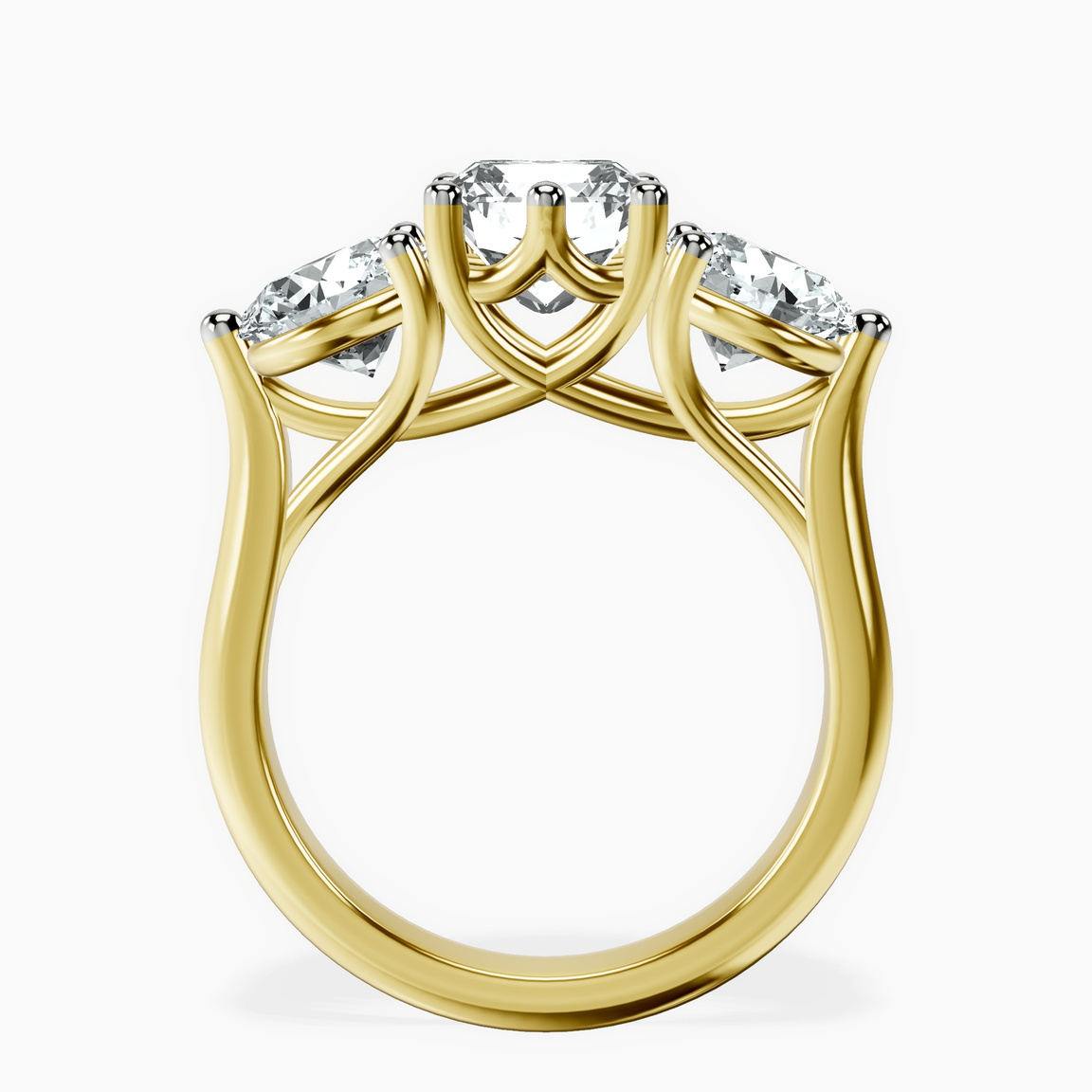 10kt Yellow Gold Estella Round Three Stone Lab Diamond Ring side right image one