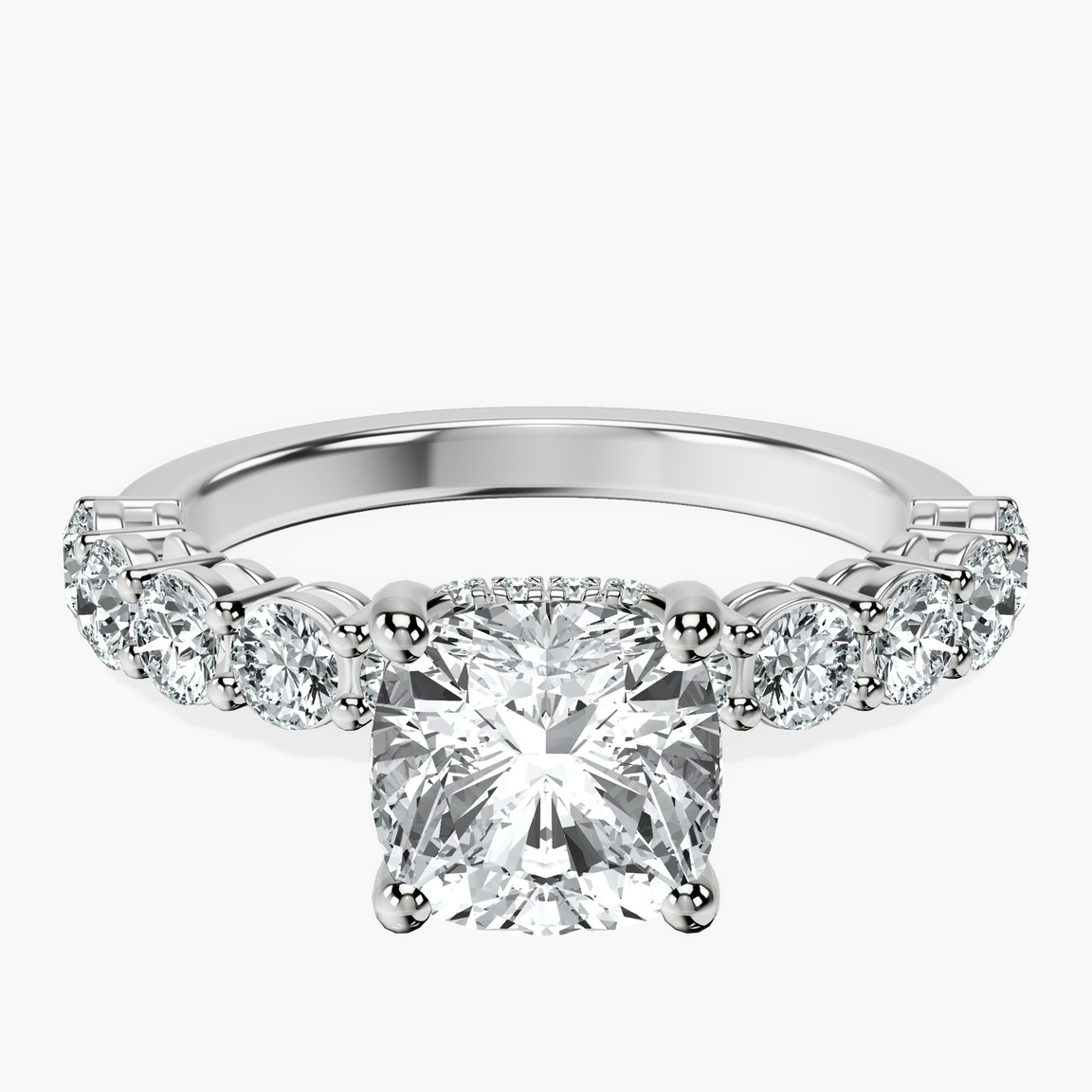 14ct White Gold Elinor Side Round Lab Diamond Ring front image