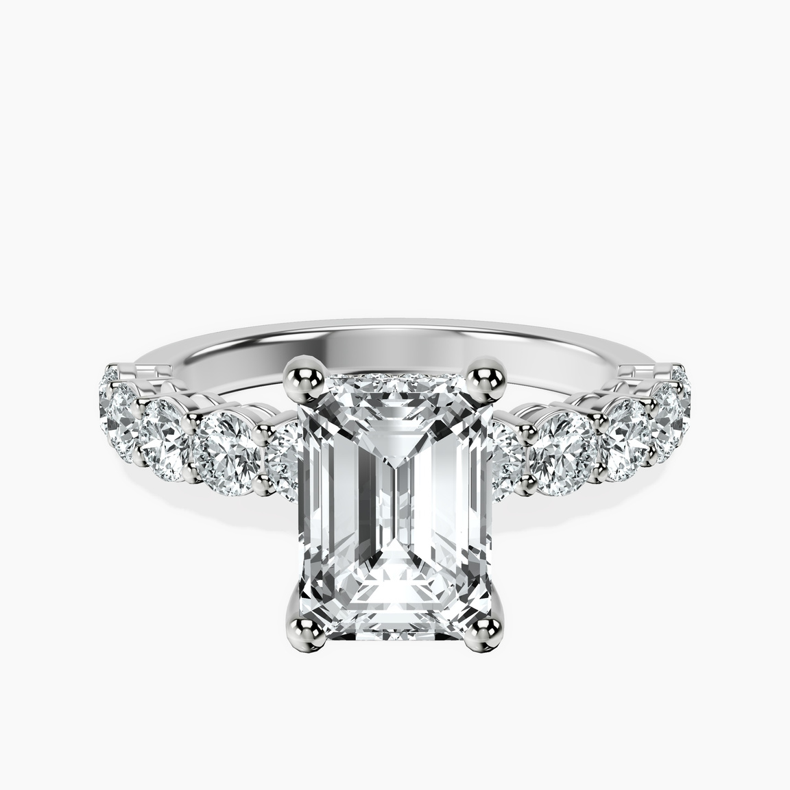 9ct White Gold Elinor Side Round Lab Diamond Ring front image