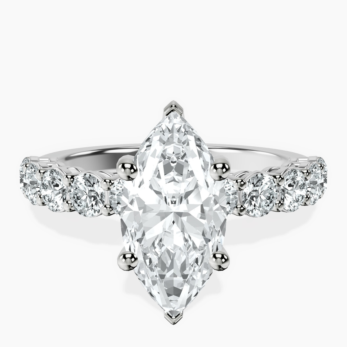 9ct White Gold Elinor Side Round Lab Diamond Ring front image