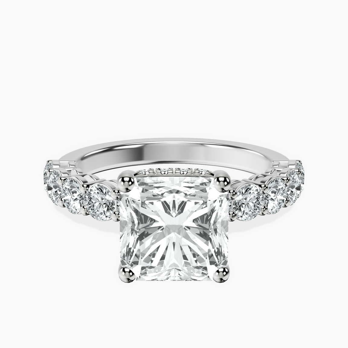 18ct White Gold Elinor Side Round Lab Diamond Ring front image