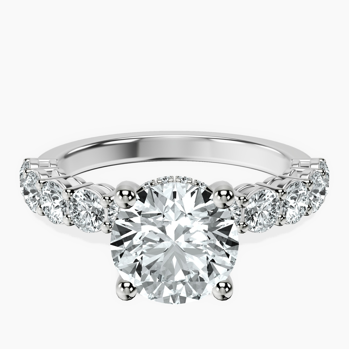 18ct White Gold Elinor Side Round Lab Diamond Ring front image
