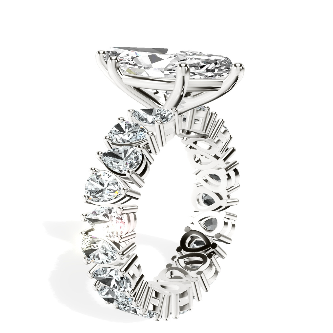 Platinum Cordelia Side Pear Lab Diamond Ring standing product image one