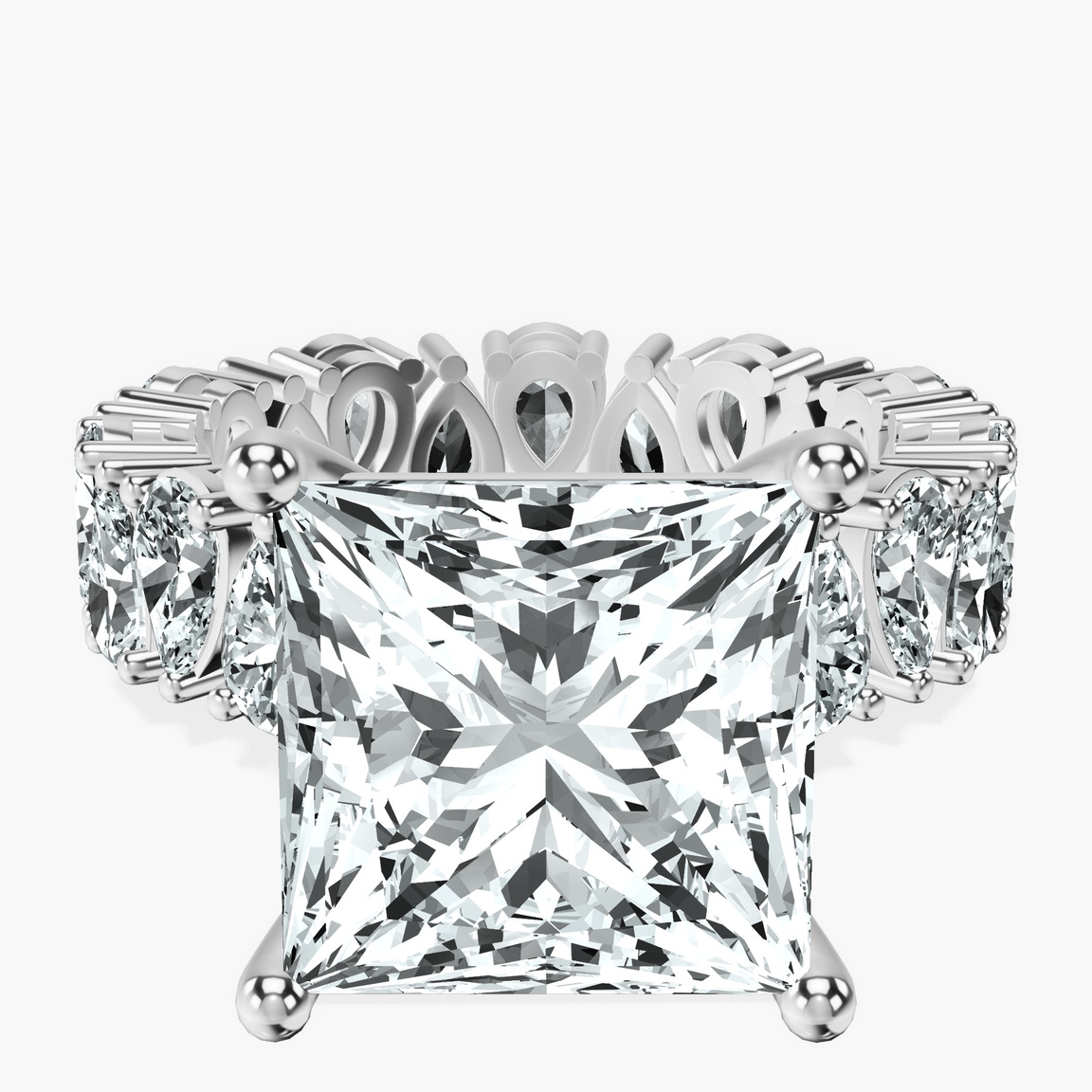 18kt White Gold Cordelia Side Pear Lab Diamond Ring front image
