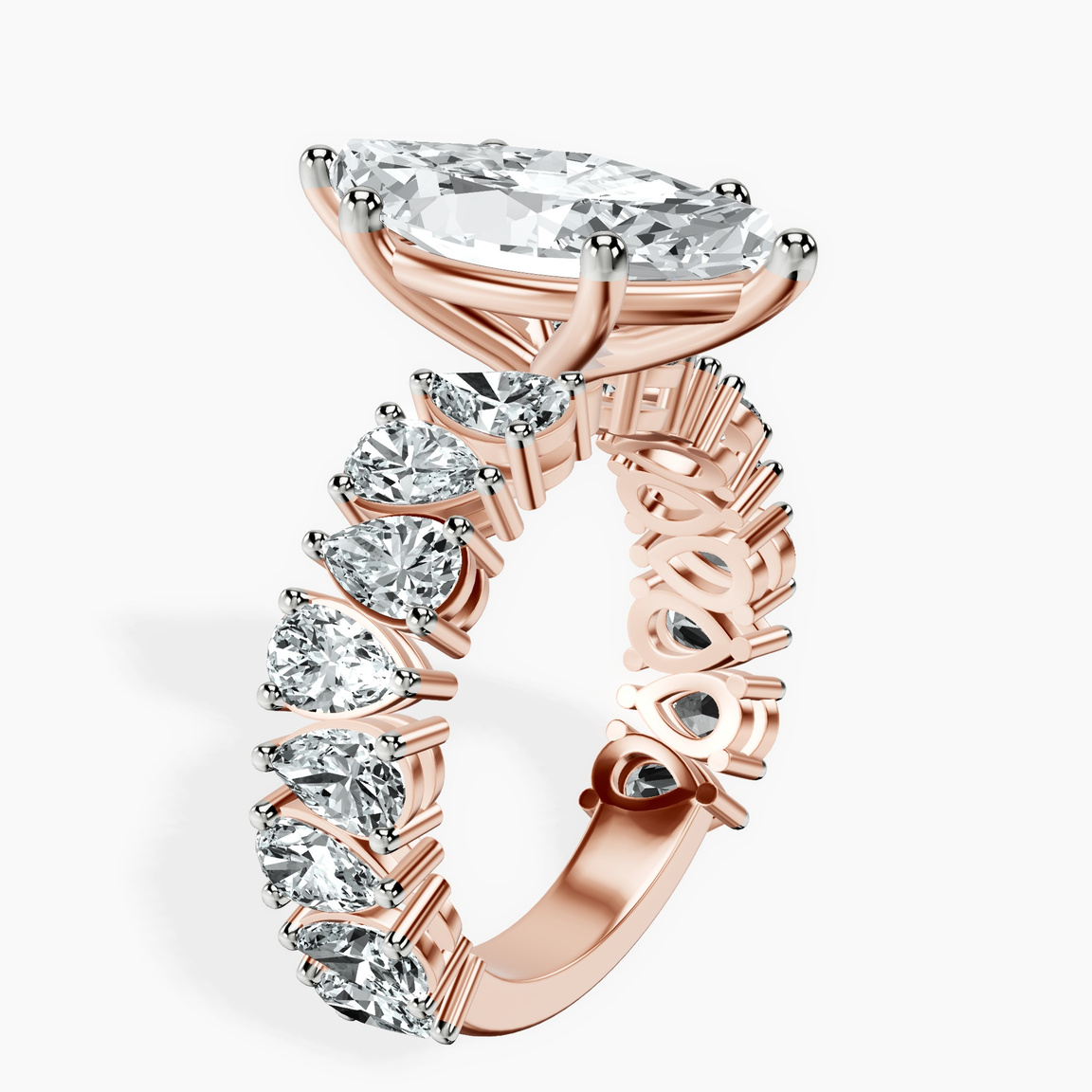 18kt Rose Gold Esme Side Pear Lab Diamond Ring standing product image one
