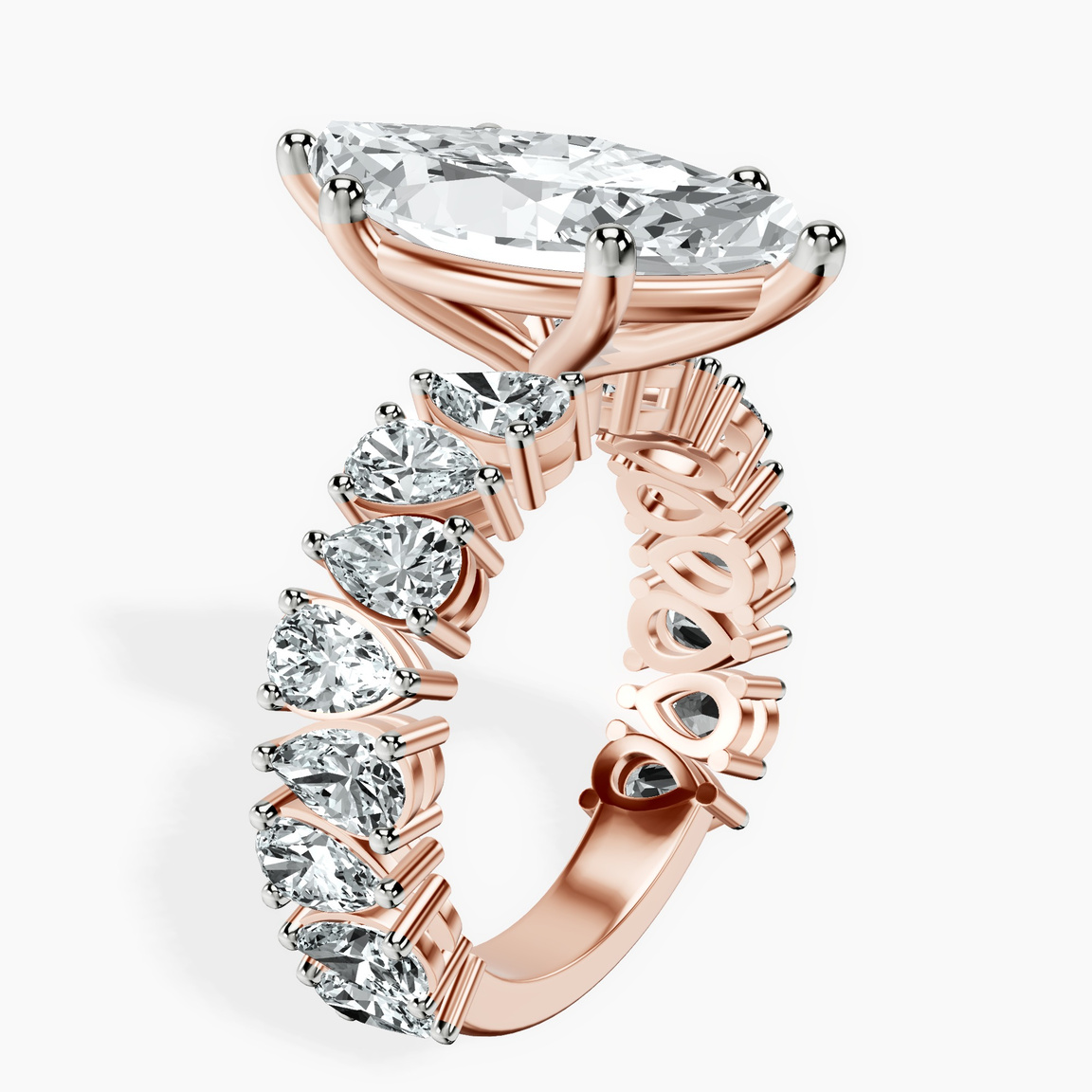 18kt Rose Gold Esme Side Pear Lab Diamond Ring standing product image one