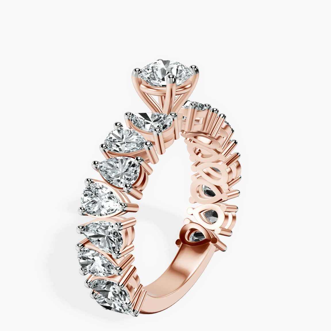 18kt Rose Gold Esme Side Pear Lab Diamond Ring standing product image one