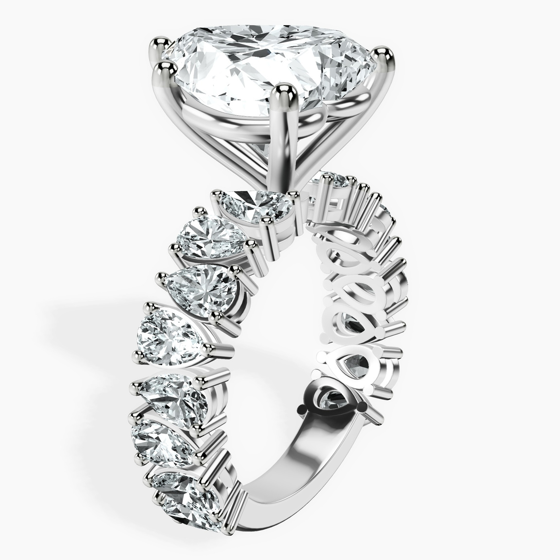 10kt White Gold Esme Side Pear Lab Diamond Ring standing product image one