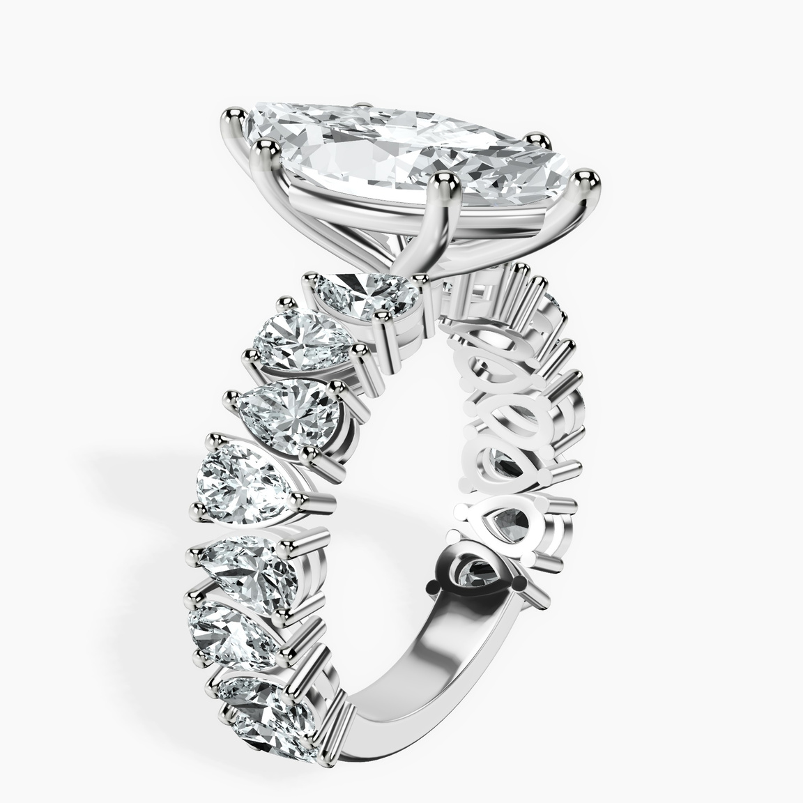 14kt White Gold Esme Side Pear Lab Diamond Ring standing product image one