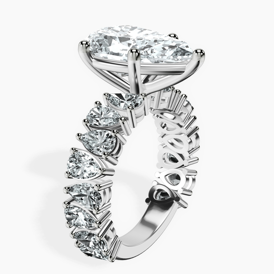 Platinum Esme Side Pear Lab Diamond Ring standing product image one