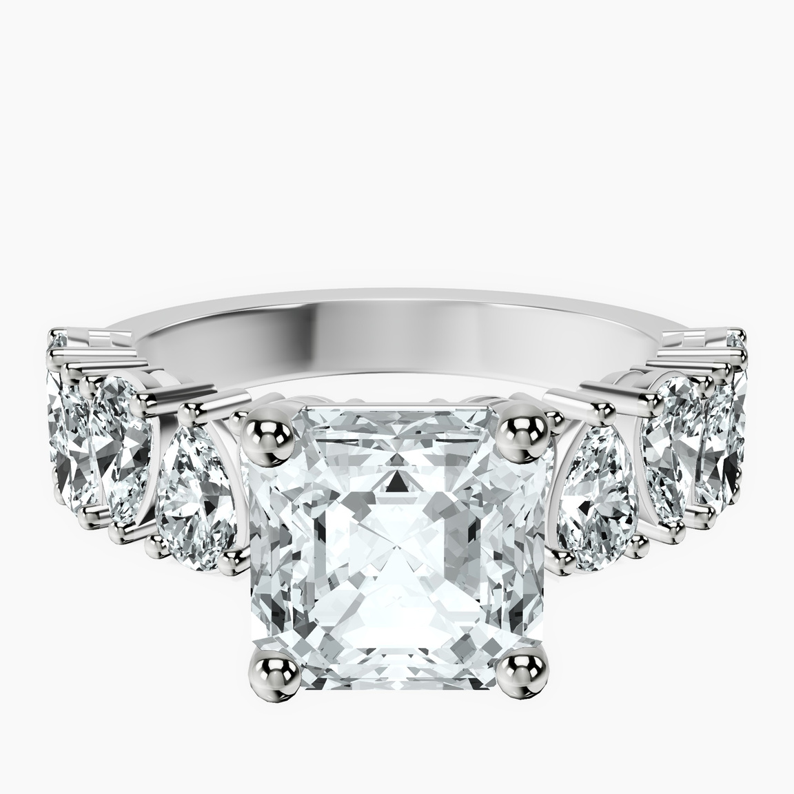 9ct White Gold Adeline Side Pear Lab Diamond Ring front image