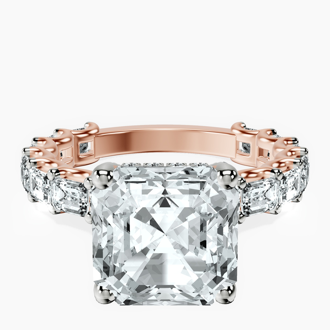 14kt Rose Gold Giselle Side Emerald Lab Diamond Ring front image