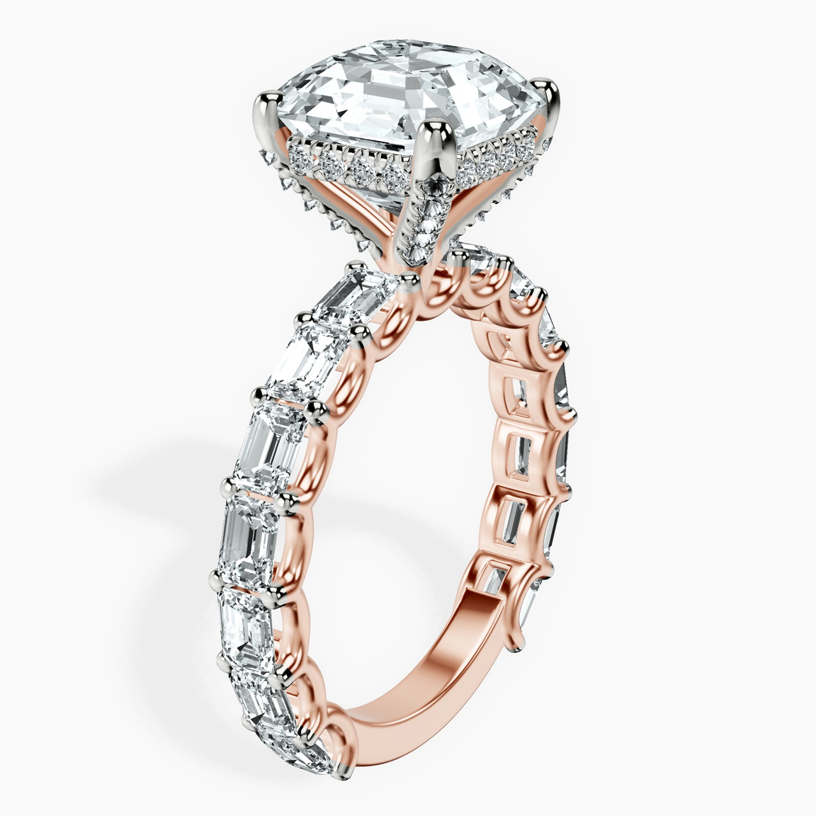 14kt Rose Gold Giselle Side Emerald Lab Diamond Ring standing product image one