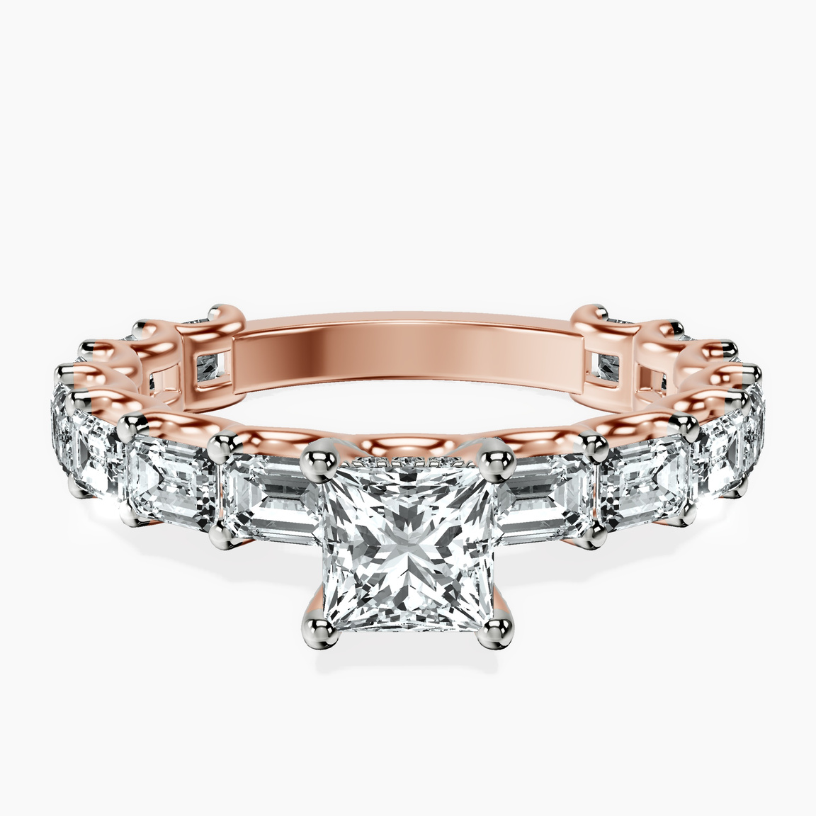 14kt Rose Gold Giselle Side Emerald Lab Diamond Ring front image