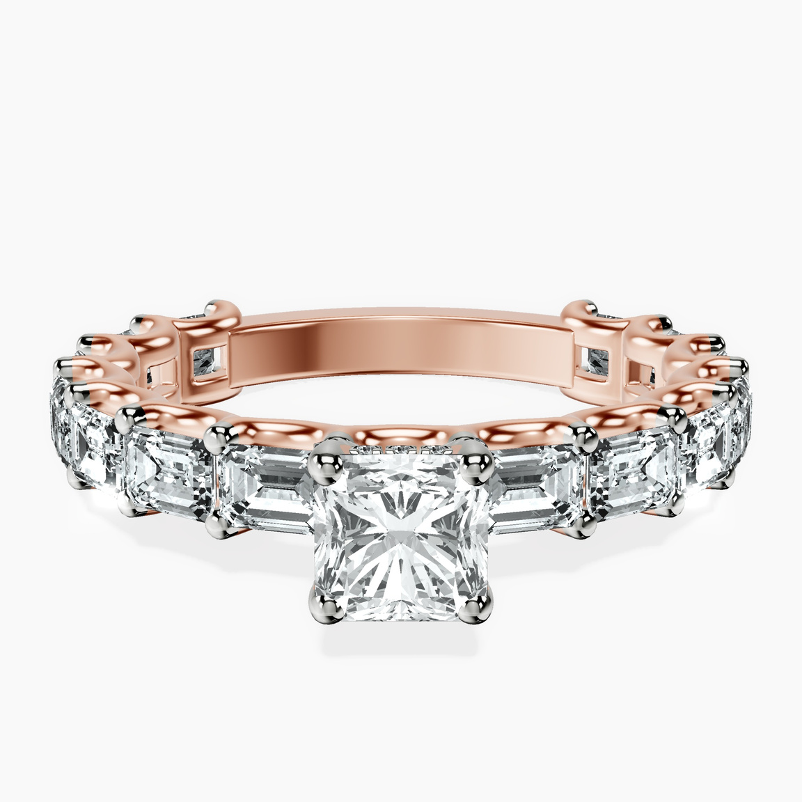 18kt Rose Gold Giselle Side Emerald Lab Diamond Ring front image