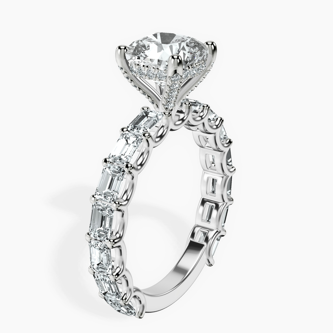 10kt White Gold Giselle Side Emerald Lab Diamond Ring standing product image one