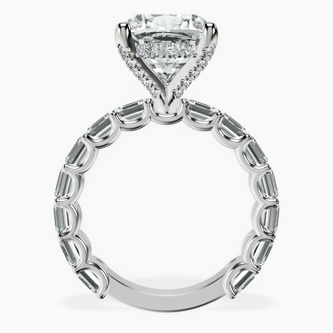 10kt White Gold Giselle Side Emerald Lab Diamond Ring side right image one