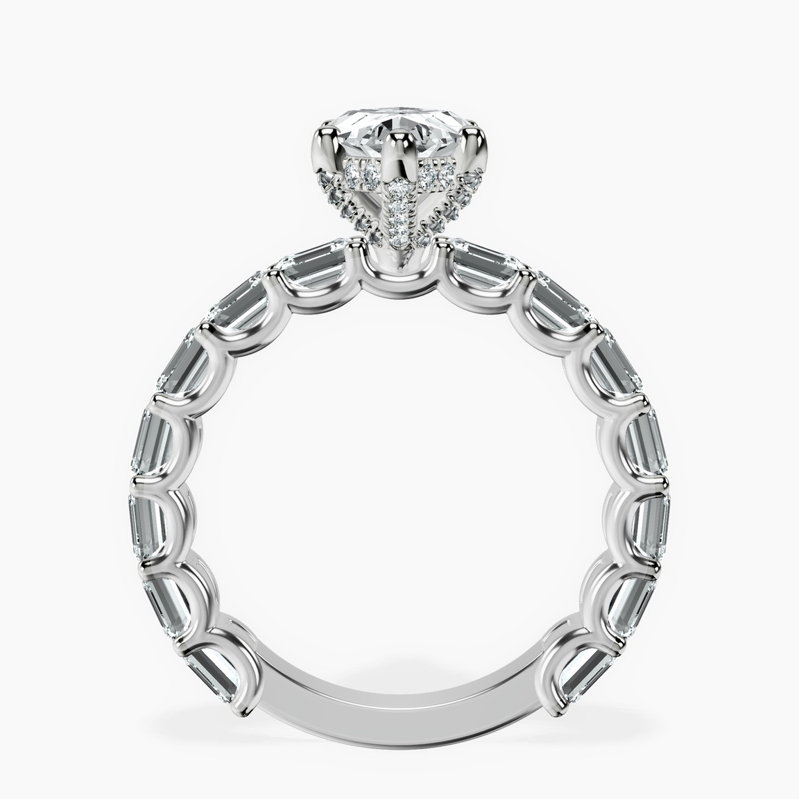 10kt White Gold Giselle Side Emerald Lab Diamond Ring side right image one