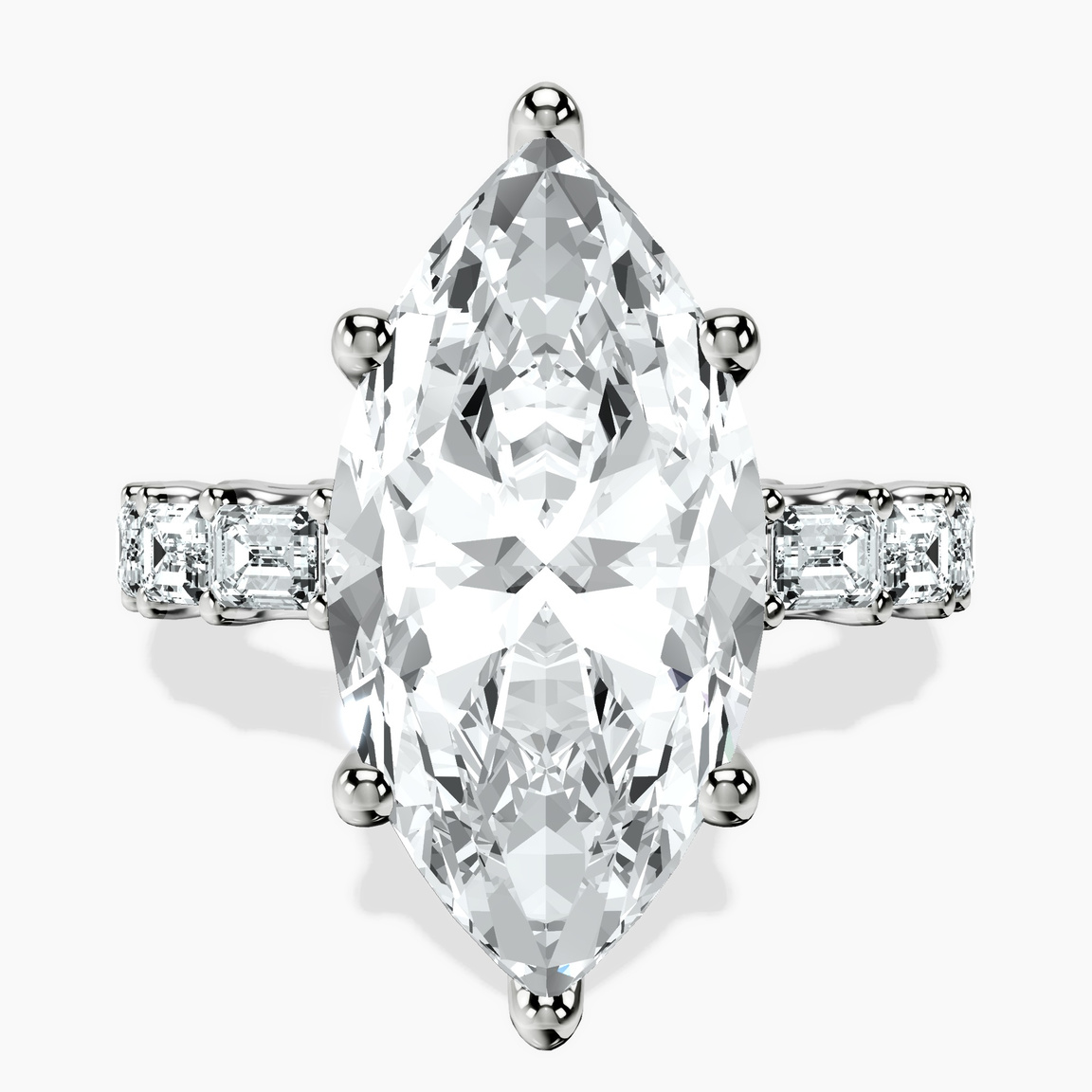 Platinum Giselle Side Emerald Lab Diamond Ring front image