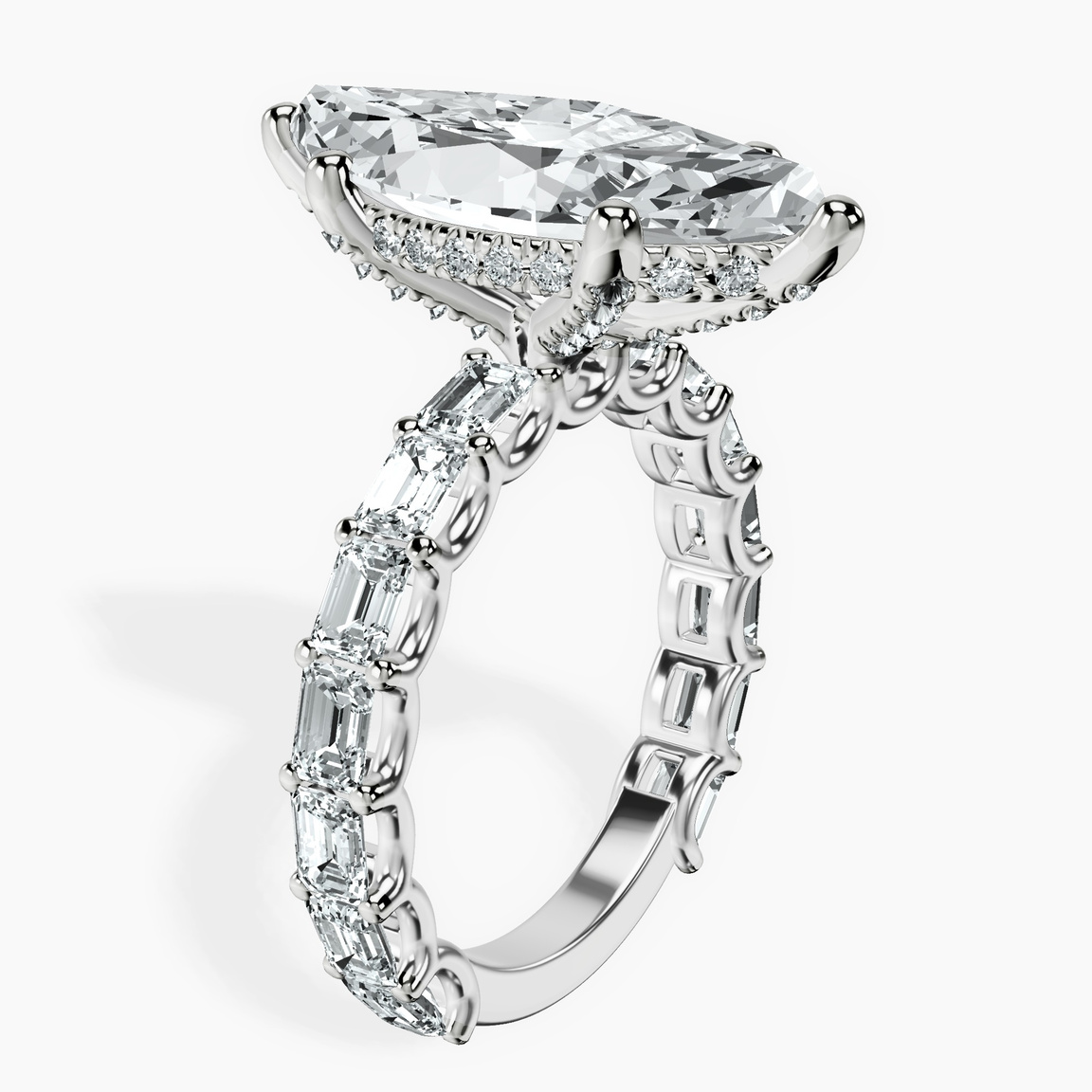 Platinum Giselle Side Emerald Lab Diamond Ring standing product image one