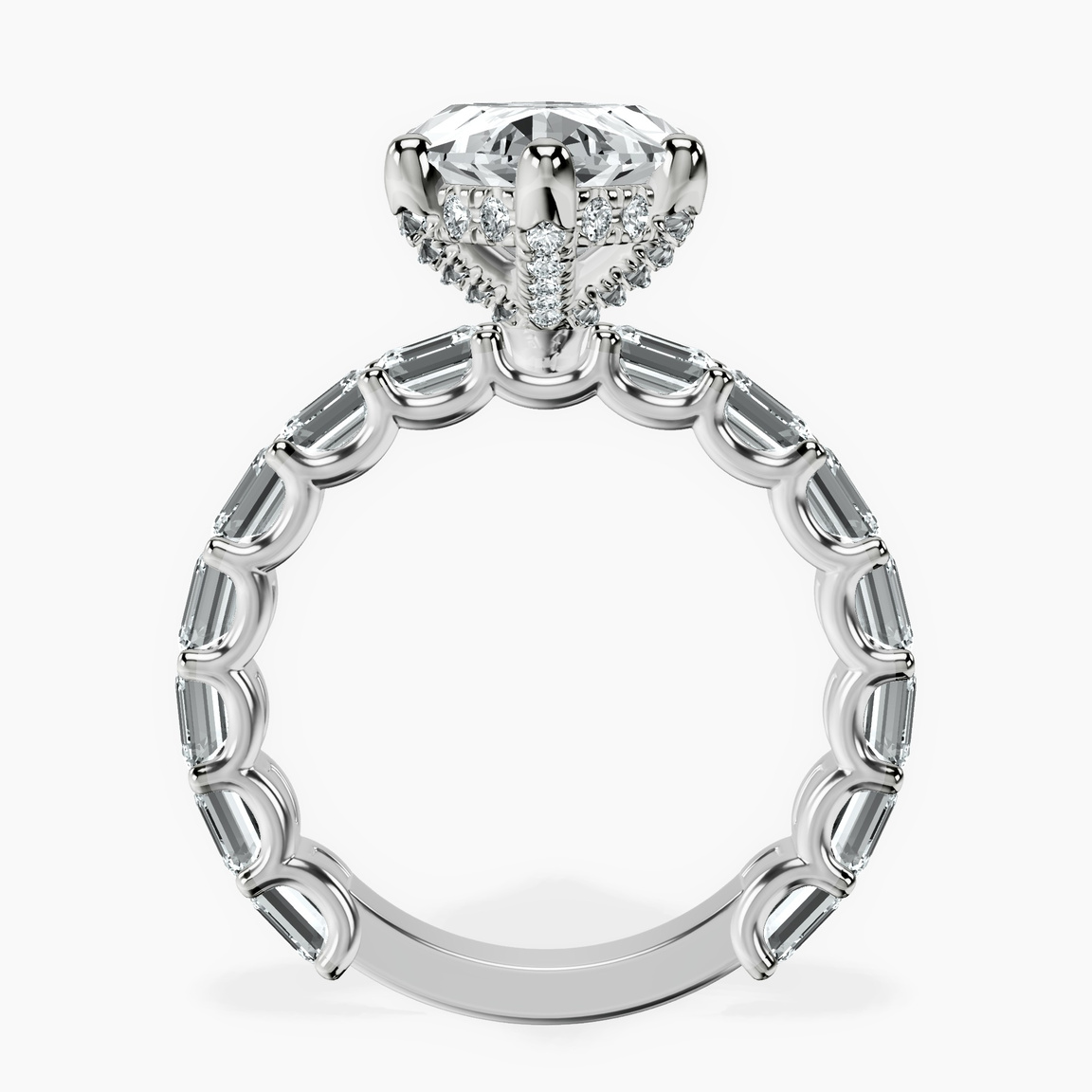 Platinum Giselle Side Emerald Lab Diamond Ring side right image one