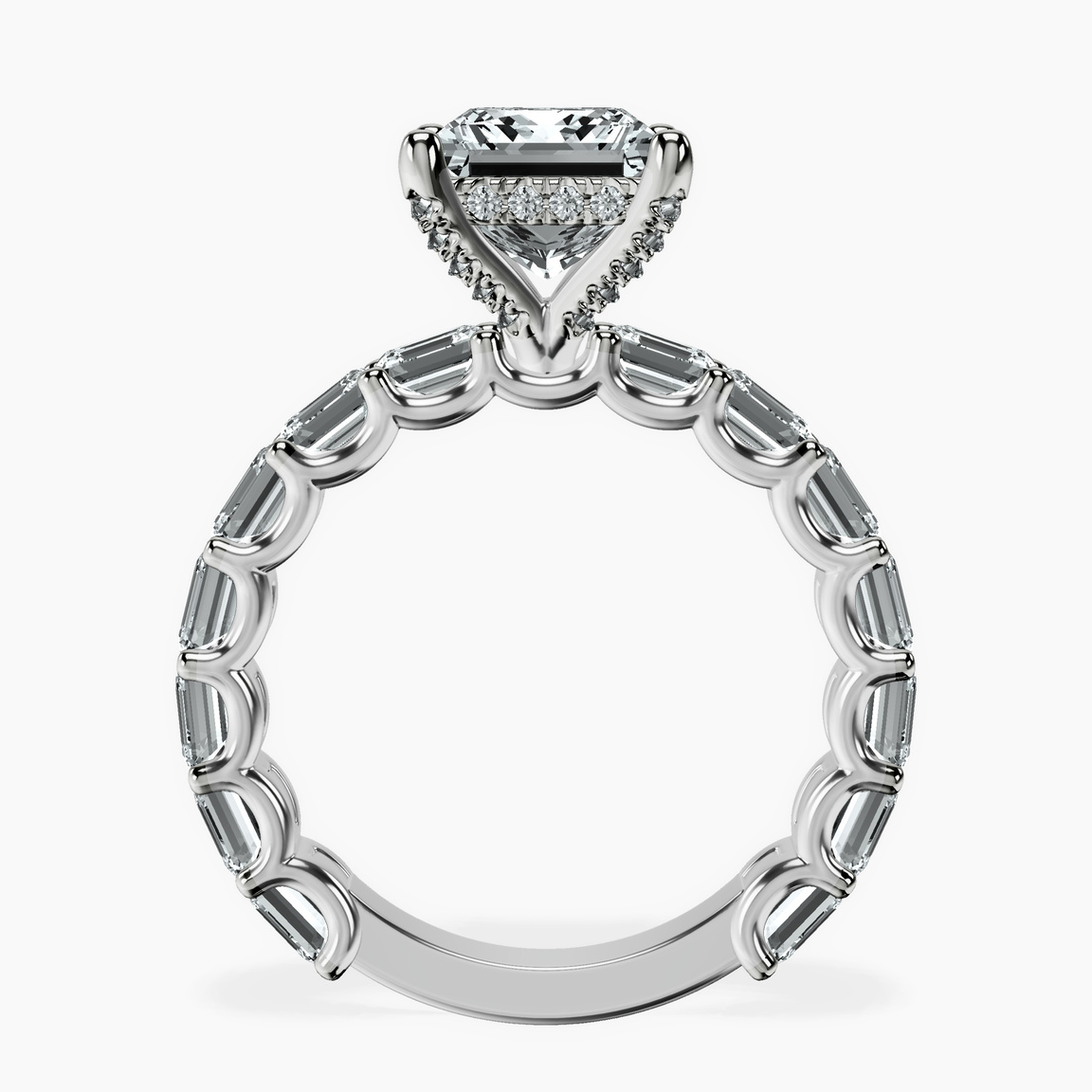 10kt White Gold Giselle Side Emerald Lab Diamond Ring side right image one
