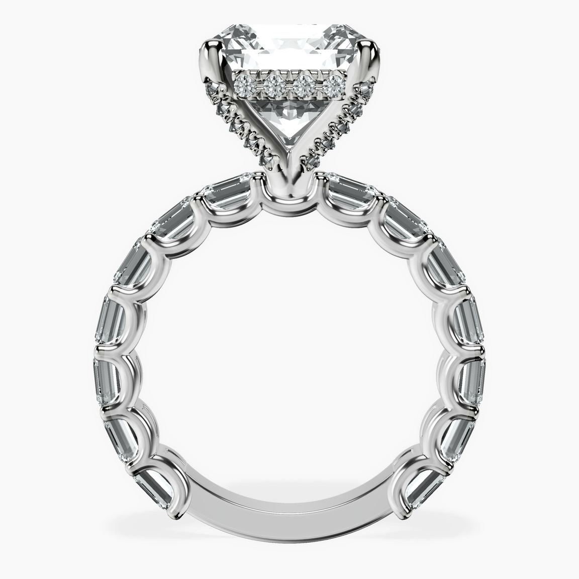 10kt White Gold Giselle Side Emerald Lab Diamond Ring side right image one