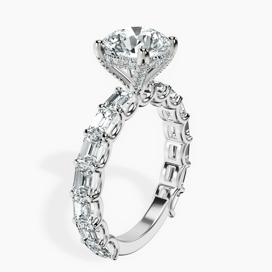 10kt White Gold Giselle Side Emerald Lab Diamond Ring standing product image one